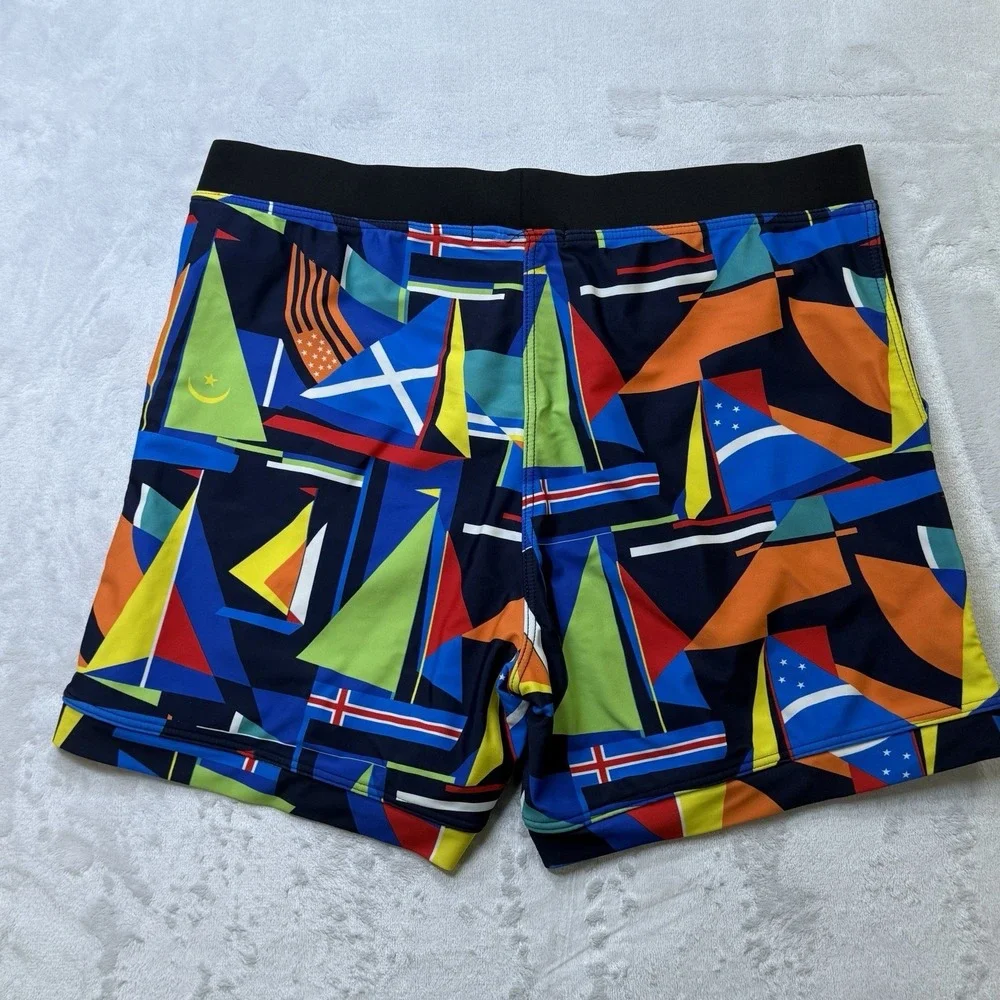 Taddlee Men's Graphic Swim Trunks USA L‎ Stretch Lined Drawstring Shorts